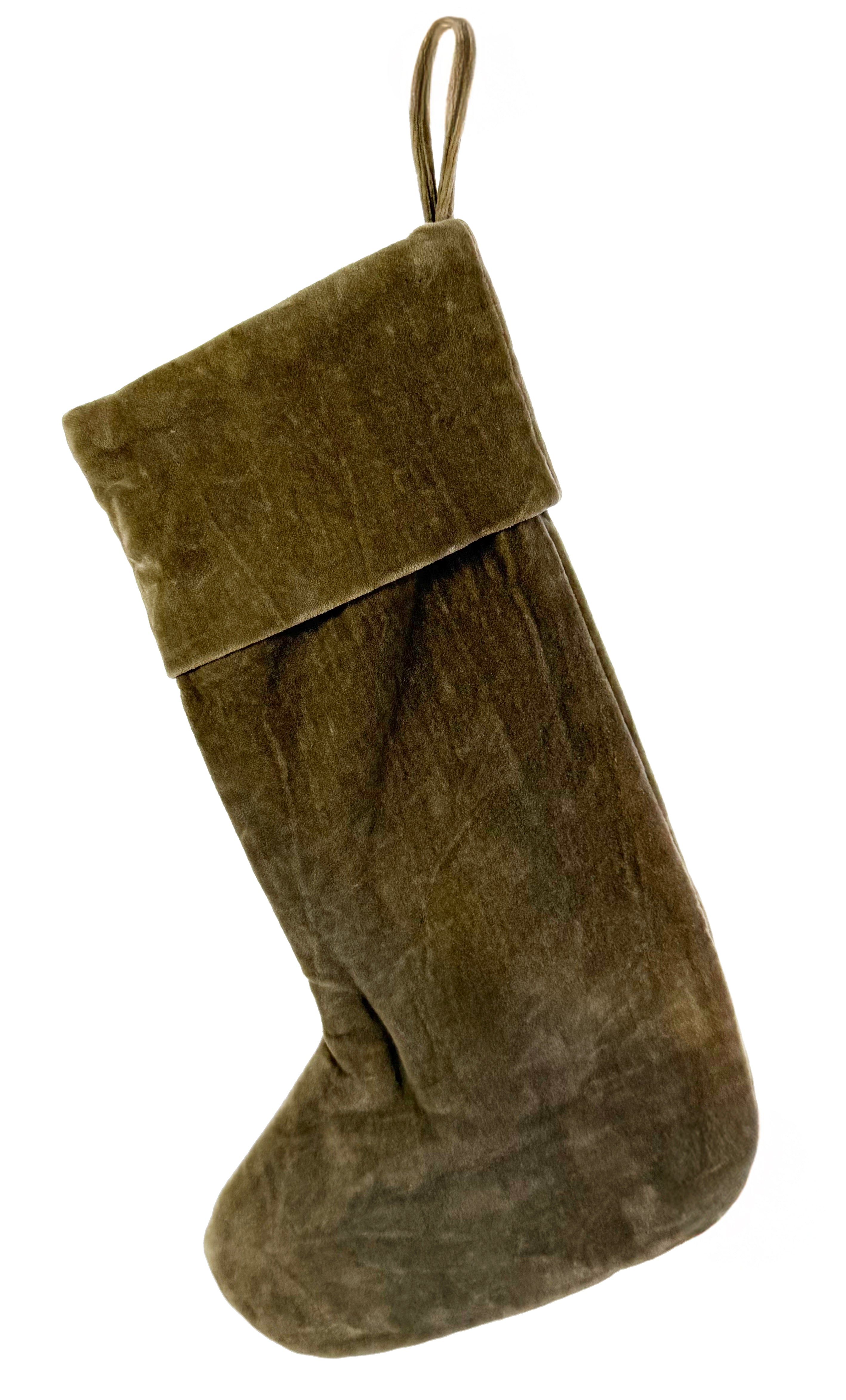 Olive Velvet Stocking
