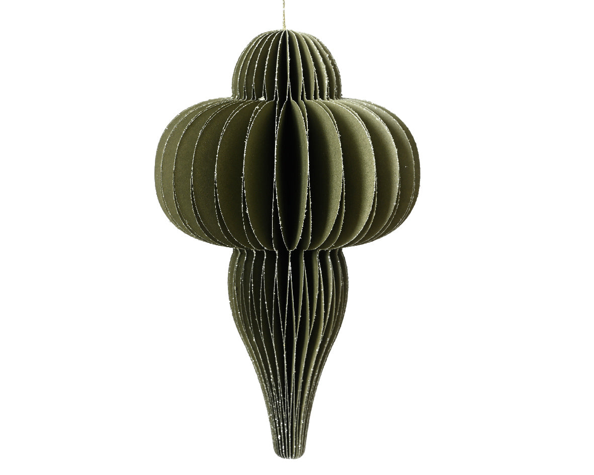 Medium Green Finial Paper Ornament