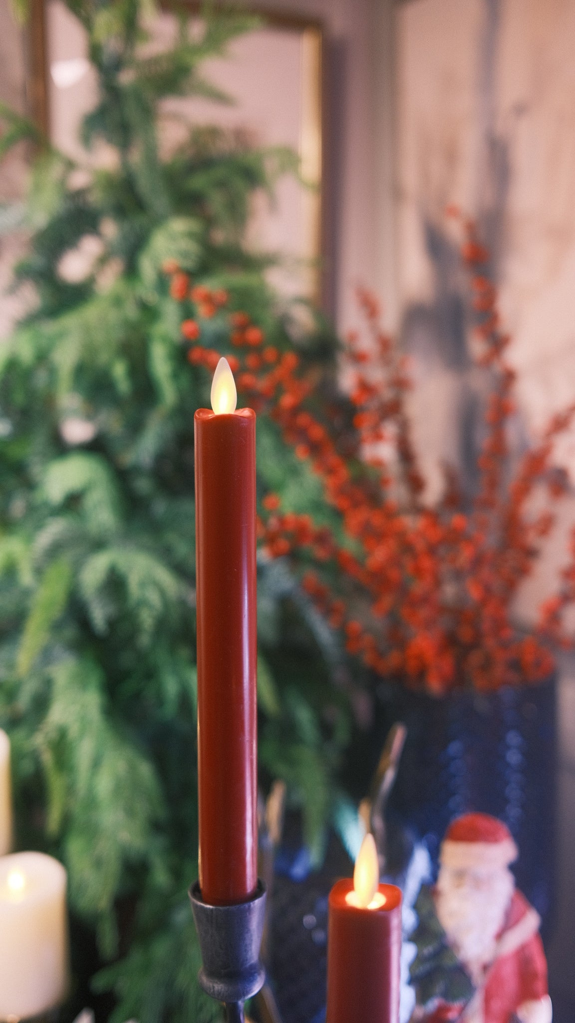 Burgundy Taper Candles - Set of Two