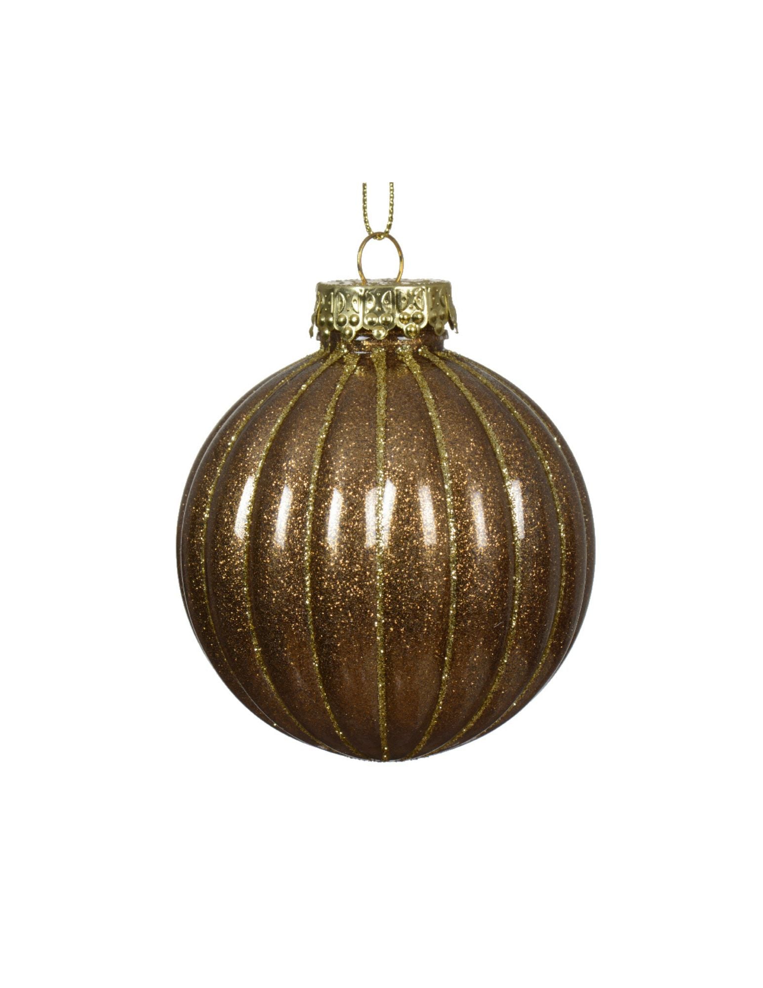 Pecan Glitter Ball Ornament