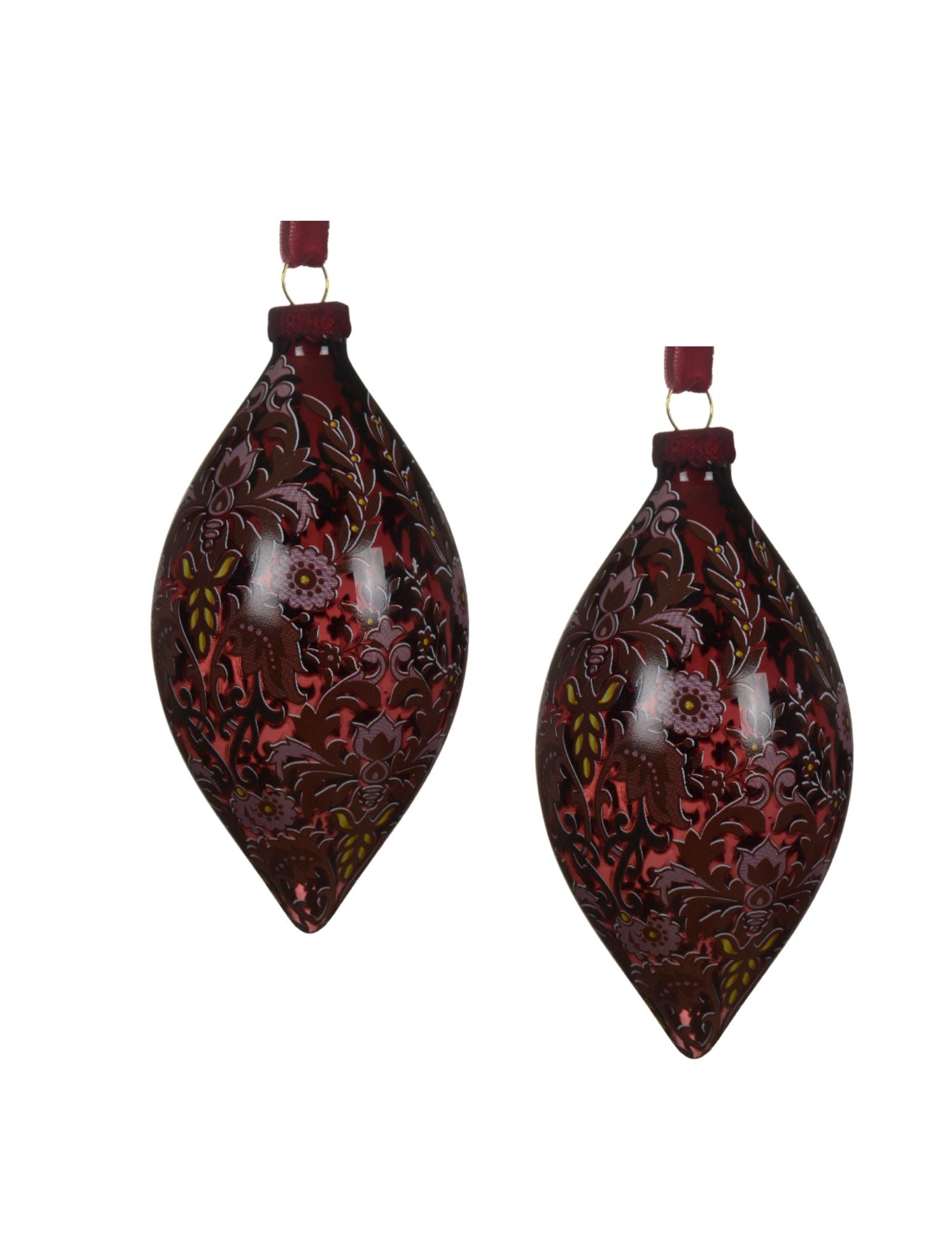 Red Floral Ornament - Box of 2