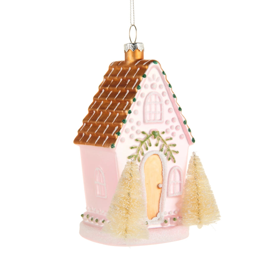 Pink Gingerbread House Ornament
