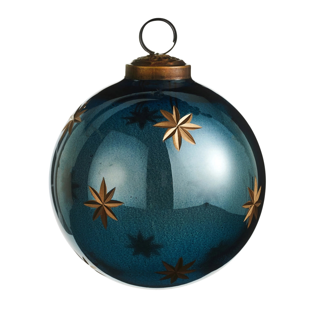 Blue Etched Star Ornament