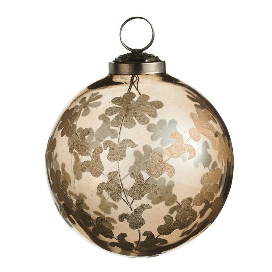 Etched Floral Pattern Ball Ornament
