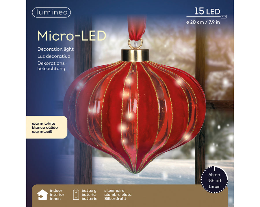 Red Glass & Velvet LED Light Ornament