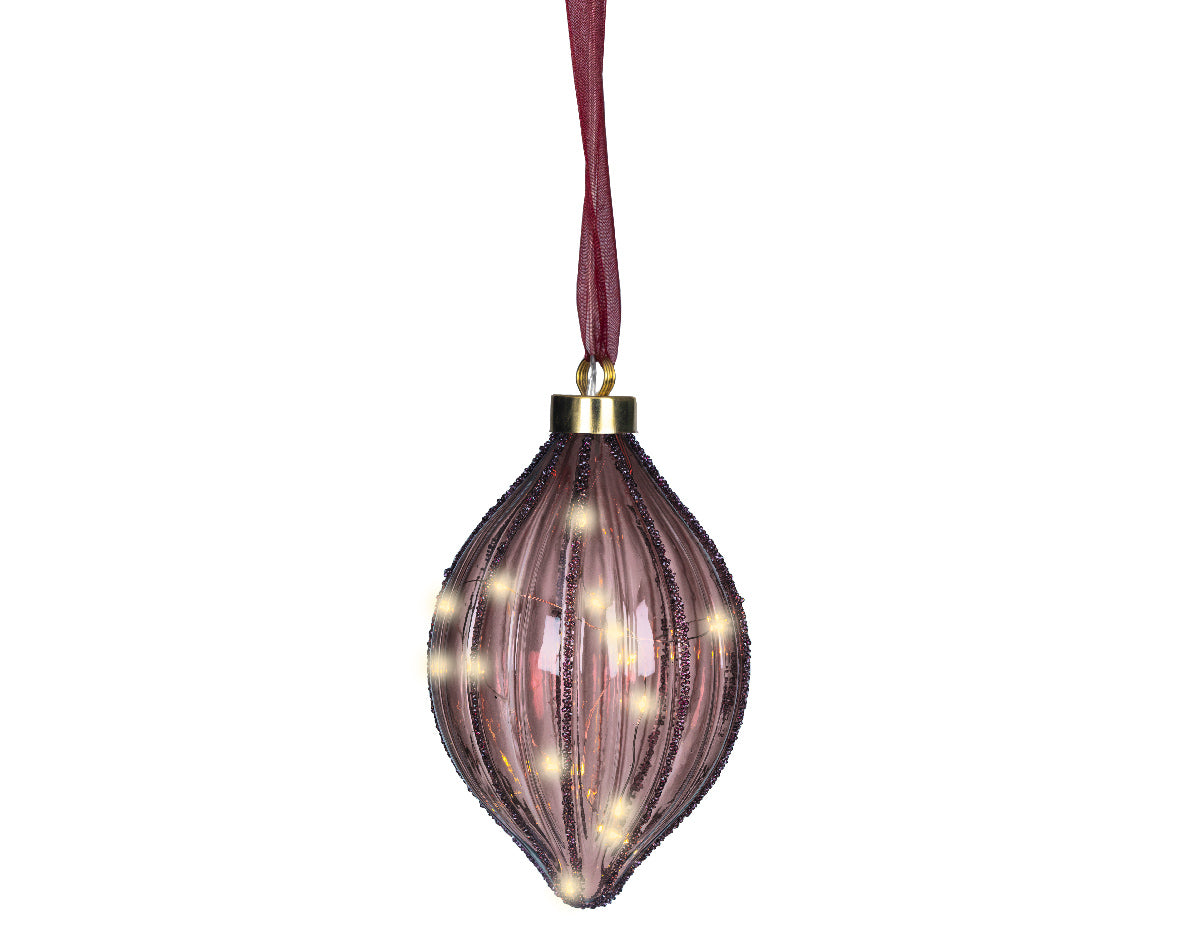 Plum LED Light Oval Ornament