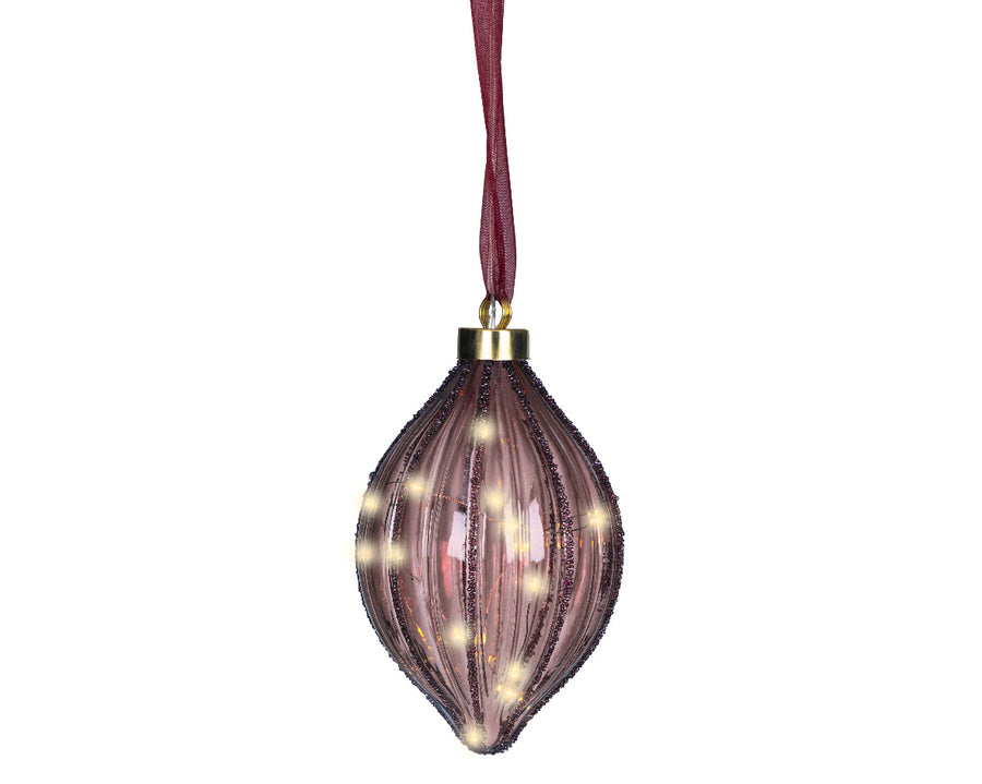 Plum LED Light Oval Ornament