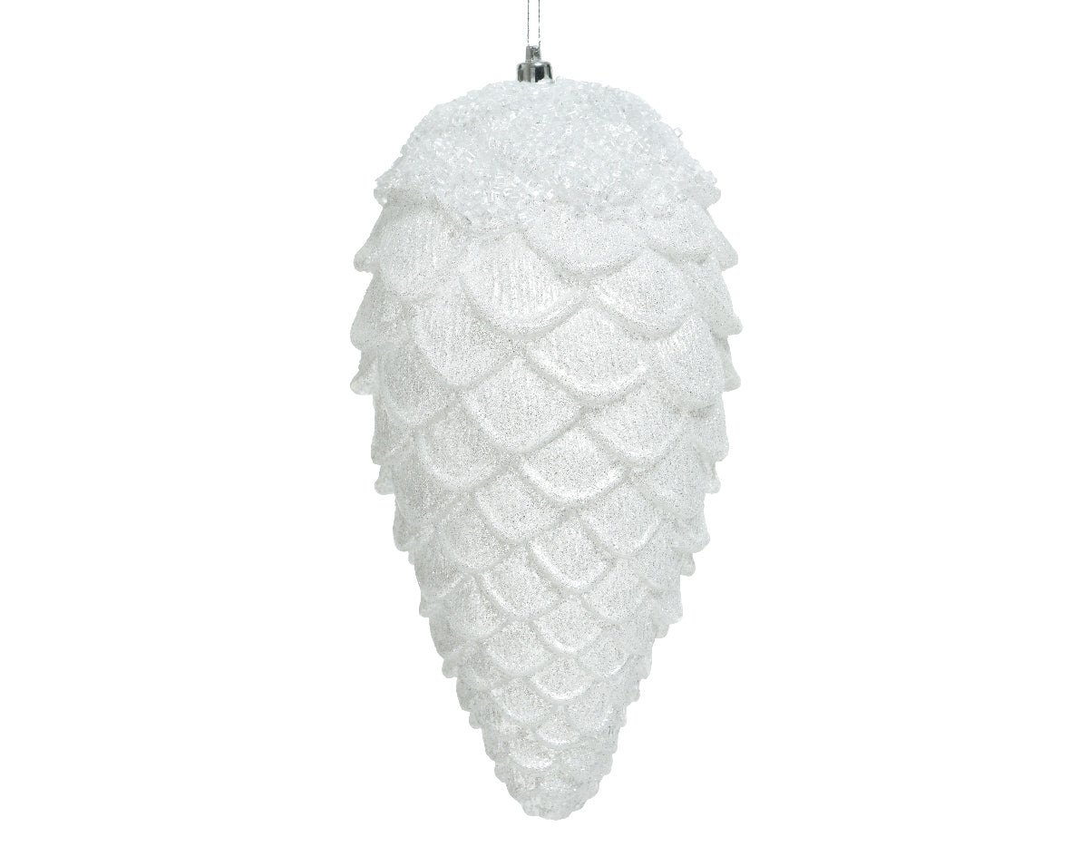 White Snowy Pinecone Ornament
