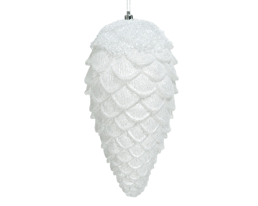 White Snowy Pinecone Ornament