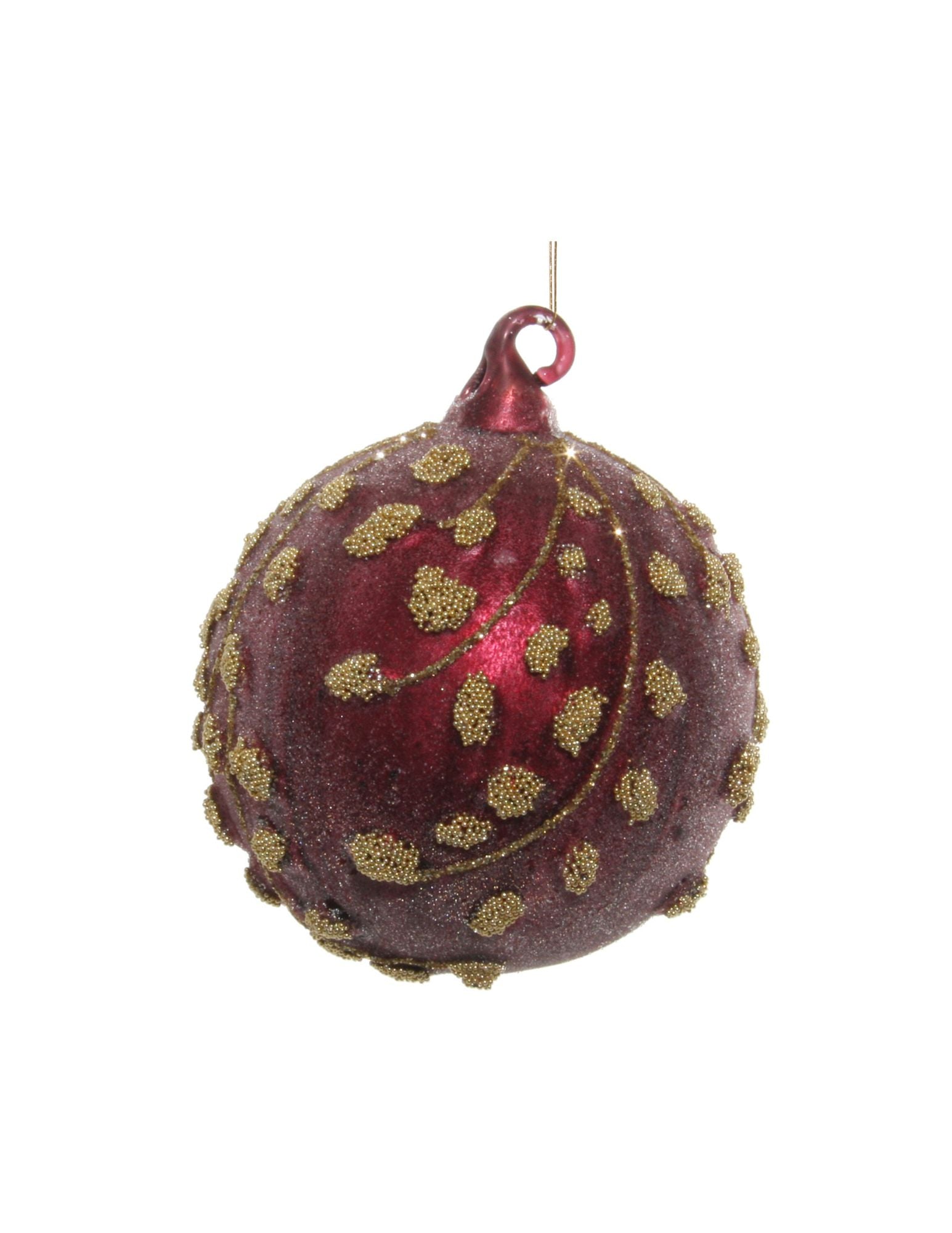 Burgundy Beaded Ornament - Box of 6