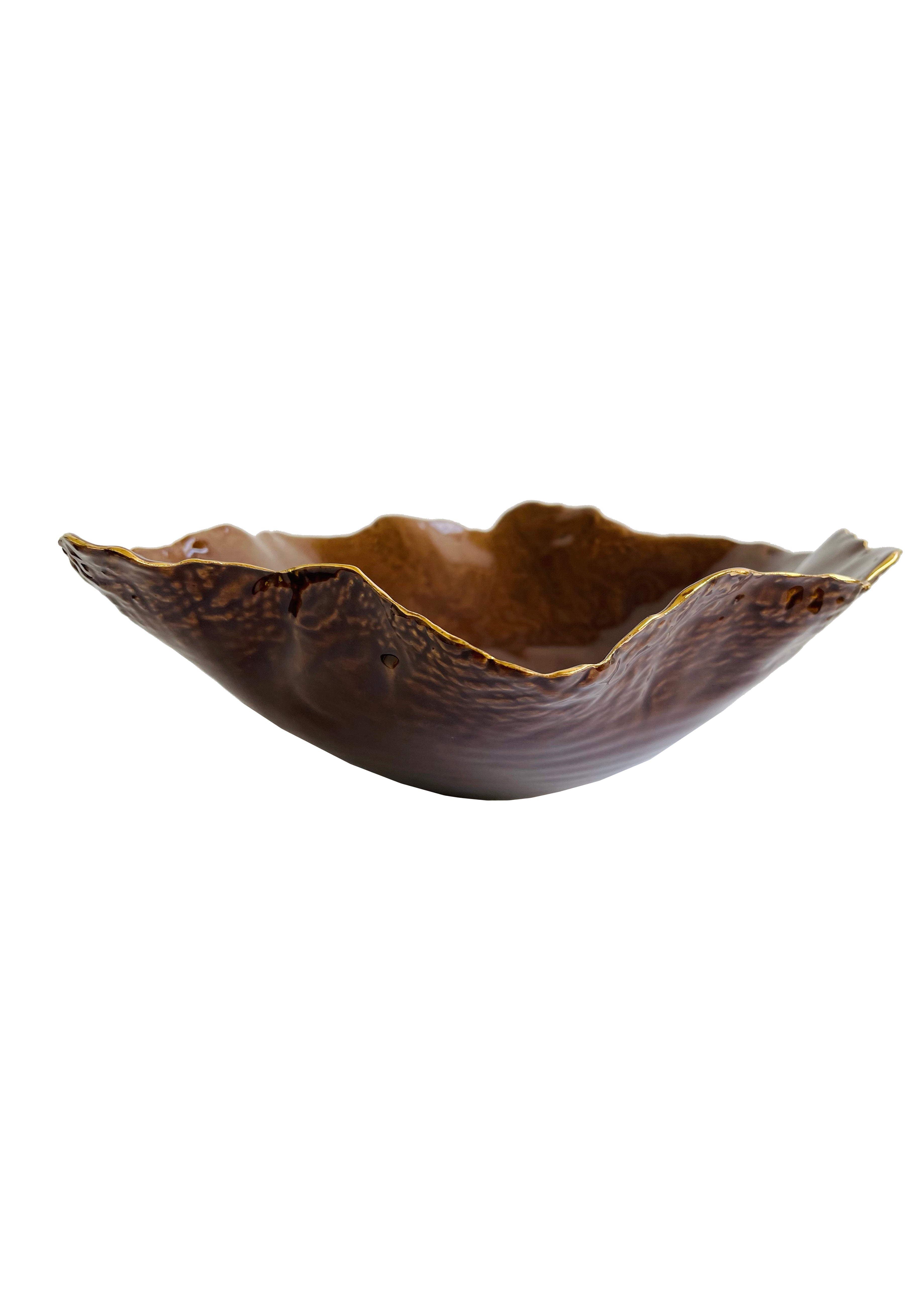 Large Ceramic Walnut Bowl