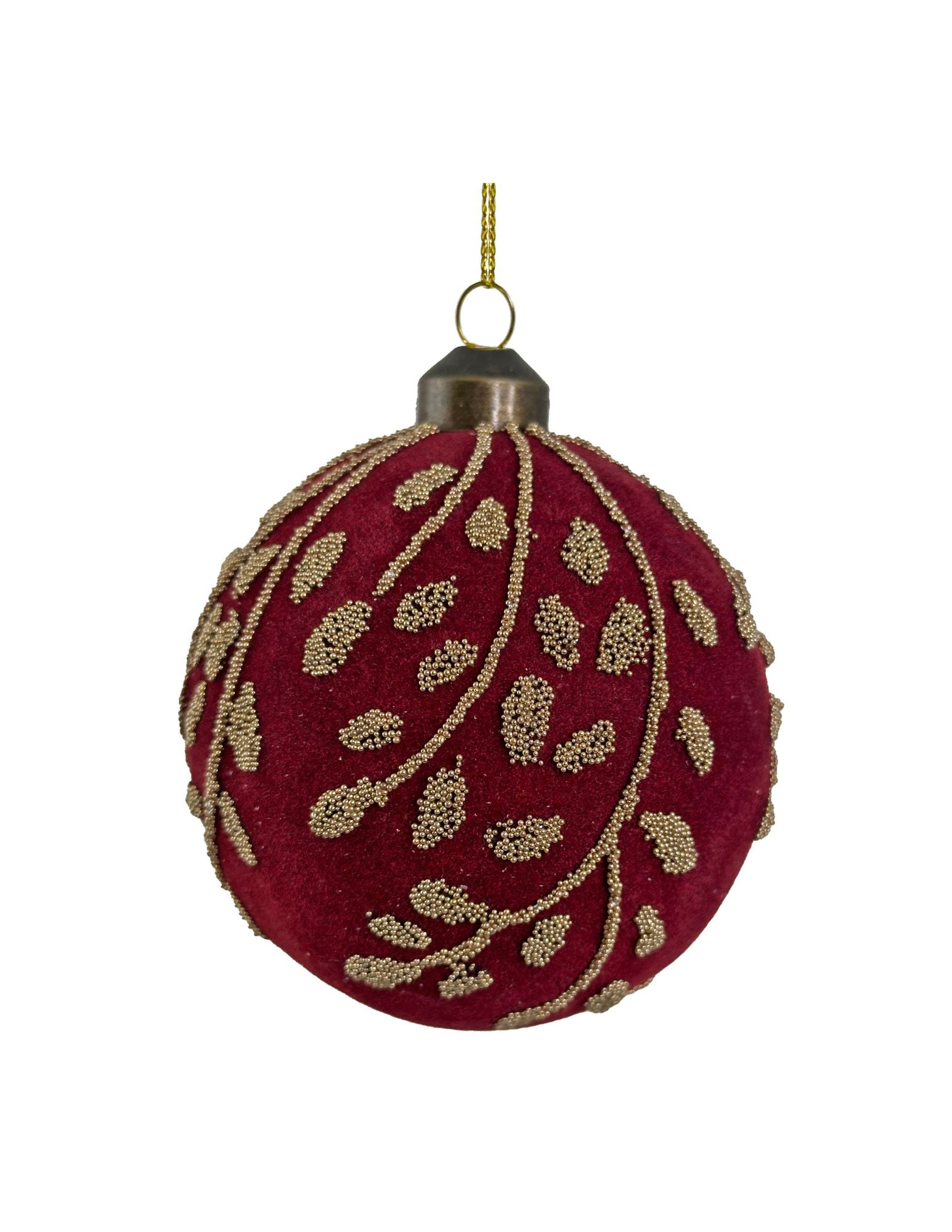 Beaded Burgundy Velvet Ornament