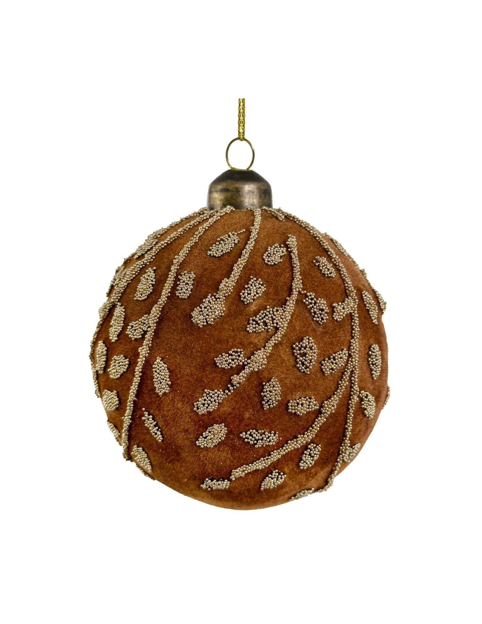 Beaded Tan Velvet Ornament