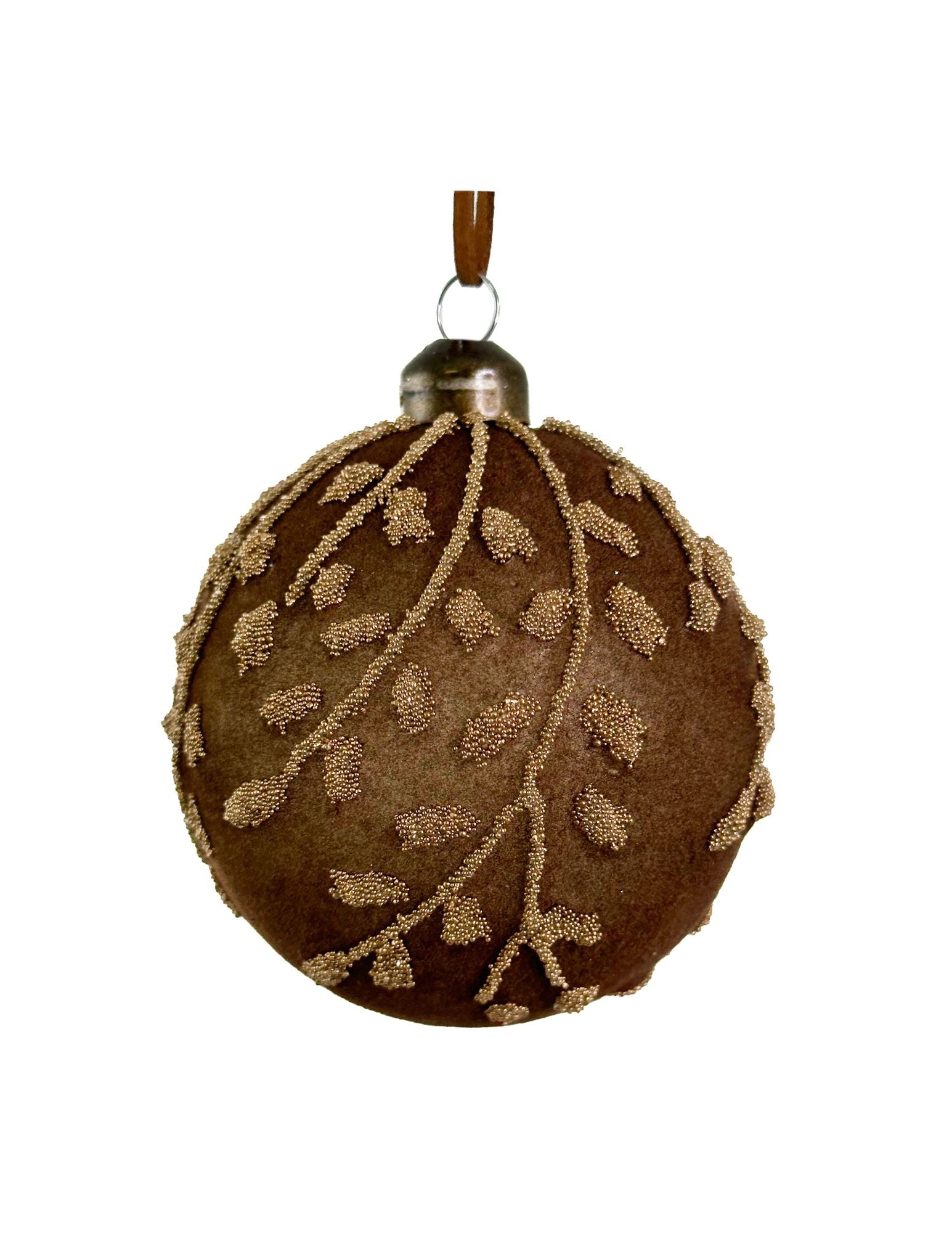 Beaded Brown Velvet Ornament