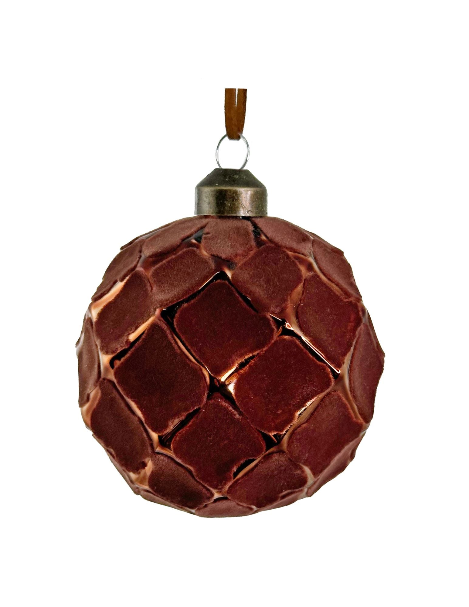 Burgundy Velvet Rhombus Ball Ornament