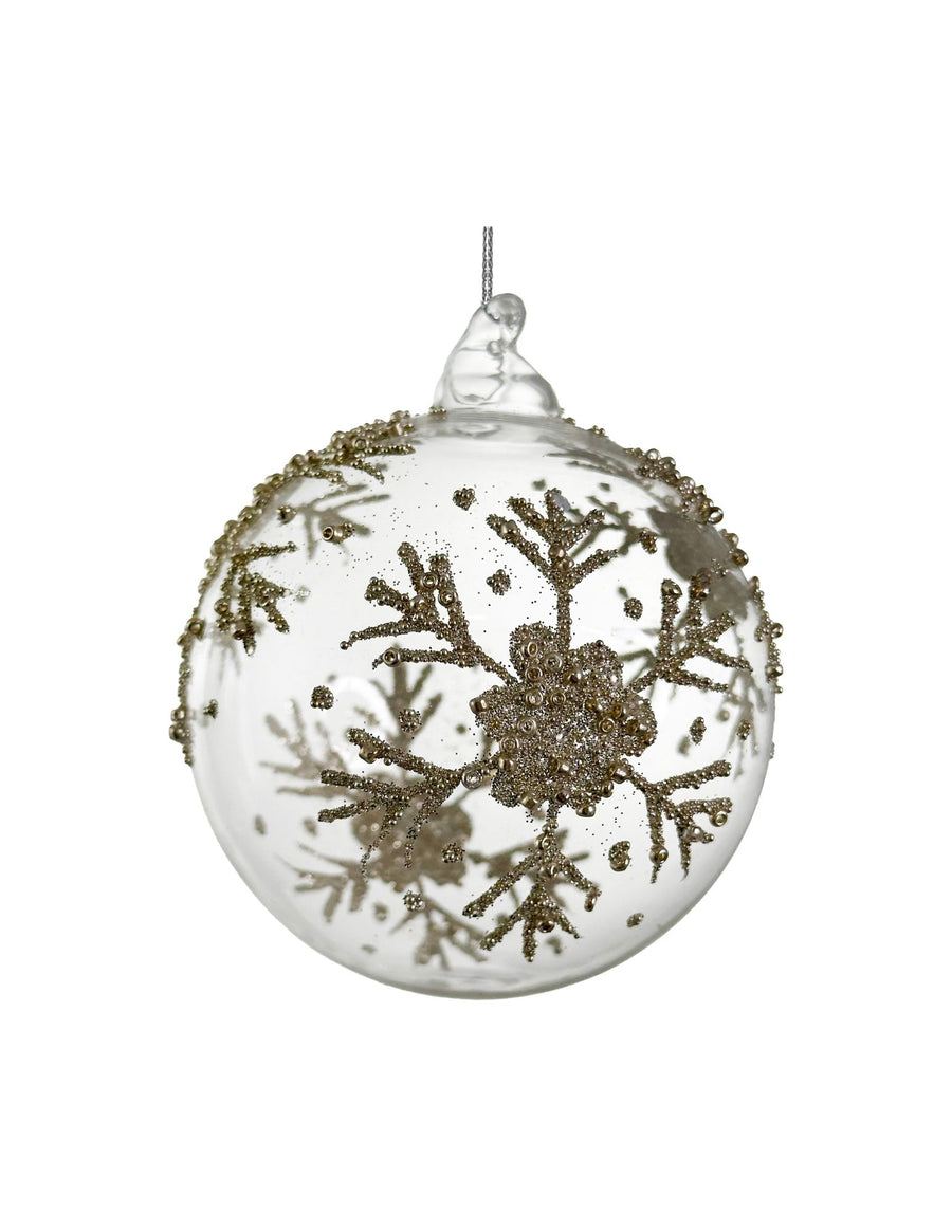 Clear and Silver Beaded Snowflake Ornament