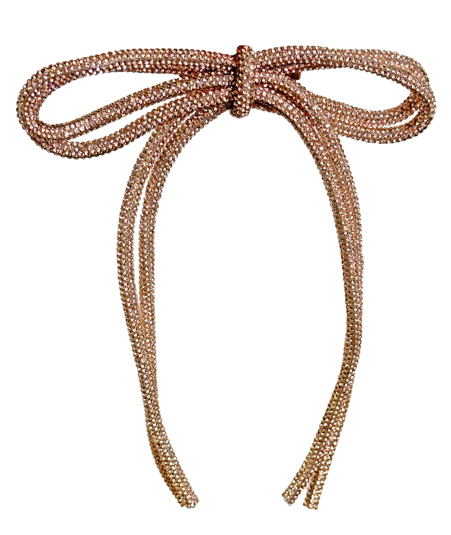 Jeweled Bow Clip - Rose Gold