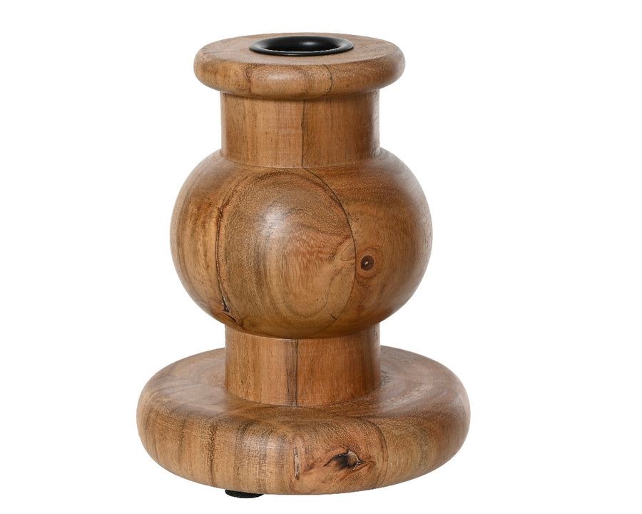 Wood Ball Taper Candlestick