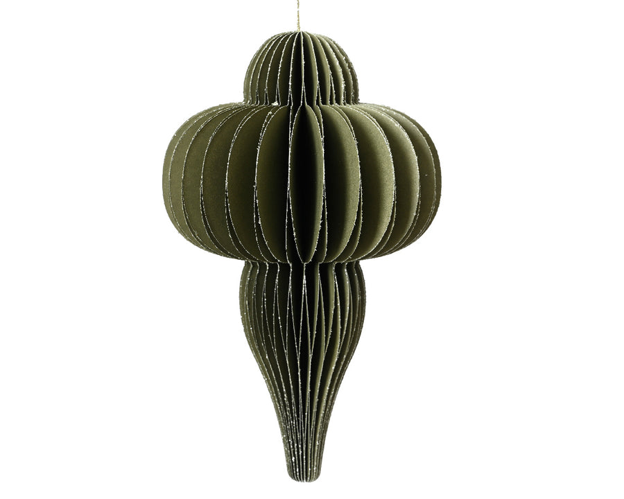 Medium Green Finial Paper Ornament