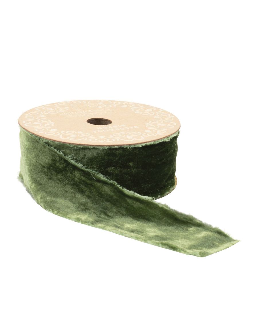 Green Raw Edge Velvet Ribbon