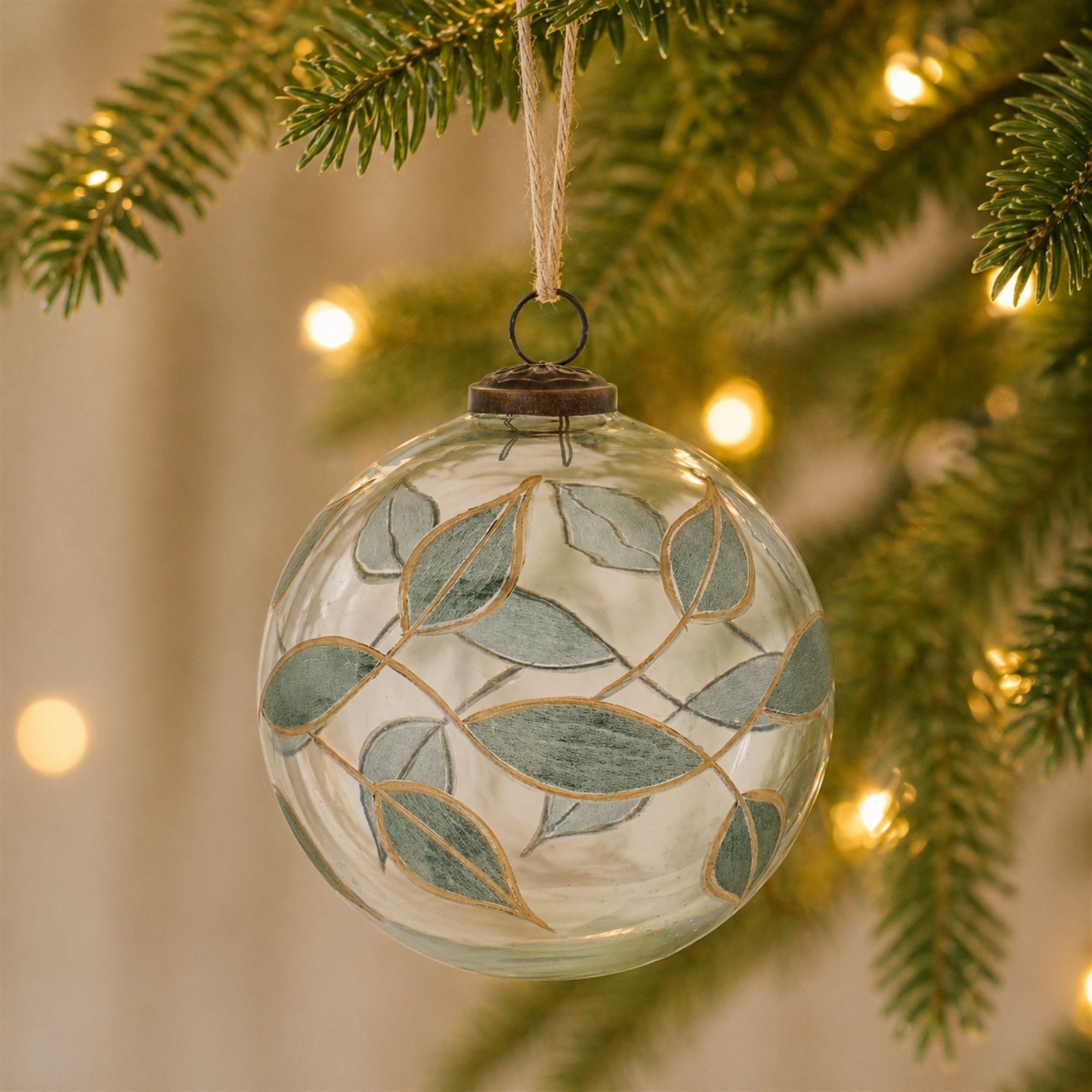 Glass Leafy Ornament