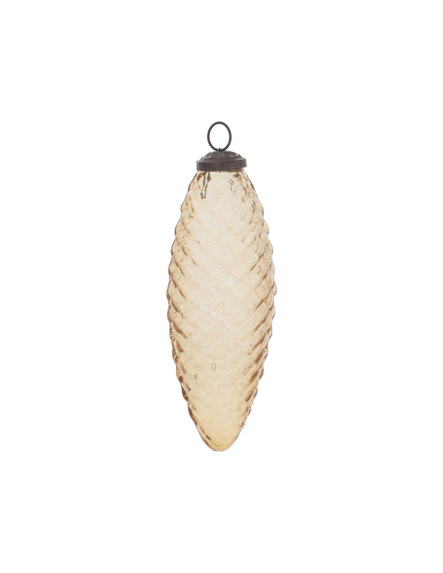 Amber Glass Pine Cone Ornament