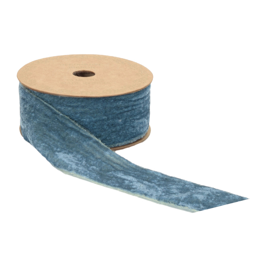 French Blue Raw Edge Velvet Ribbon