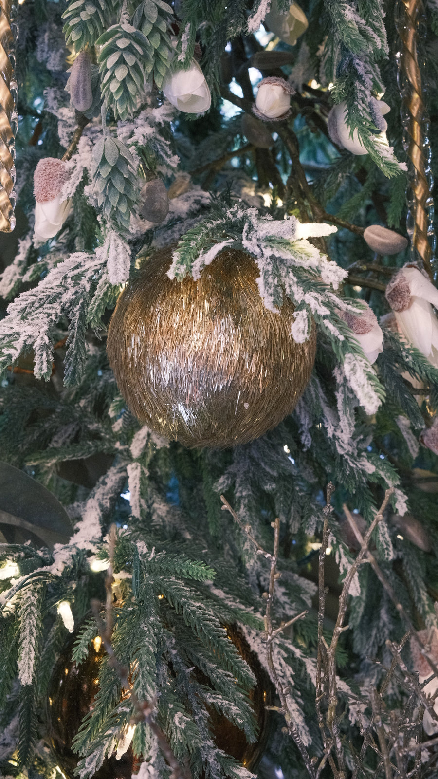 Gold Tinsel Ball Ornament