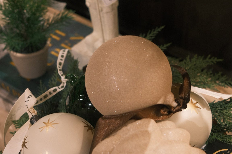 Sugared Taupe Glass Ornament