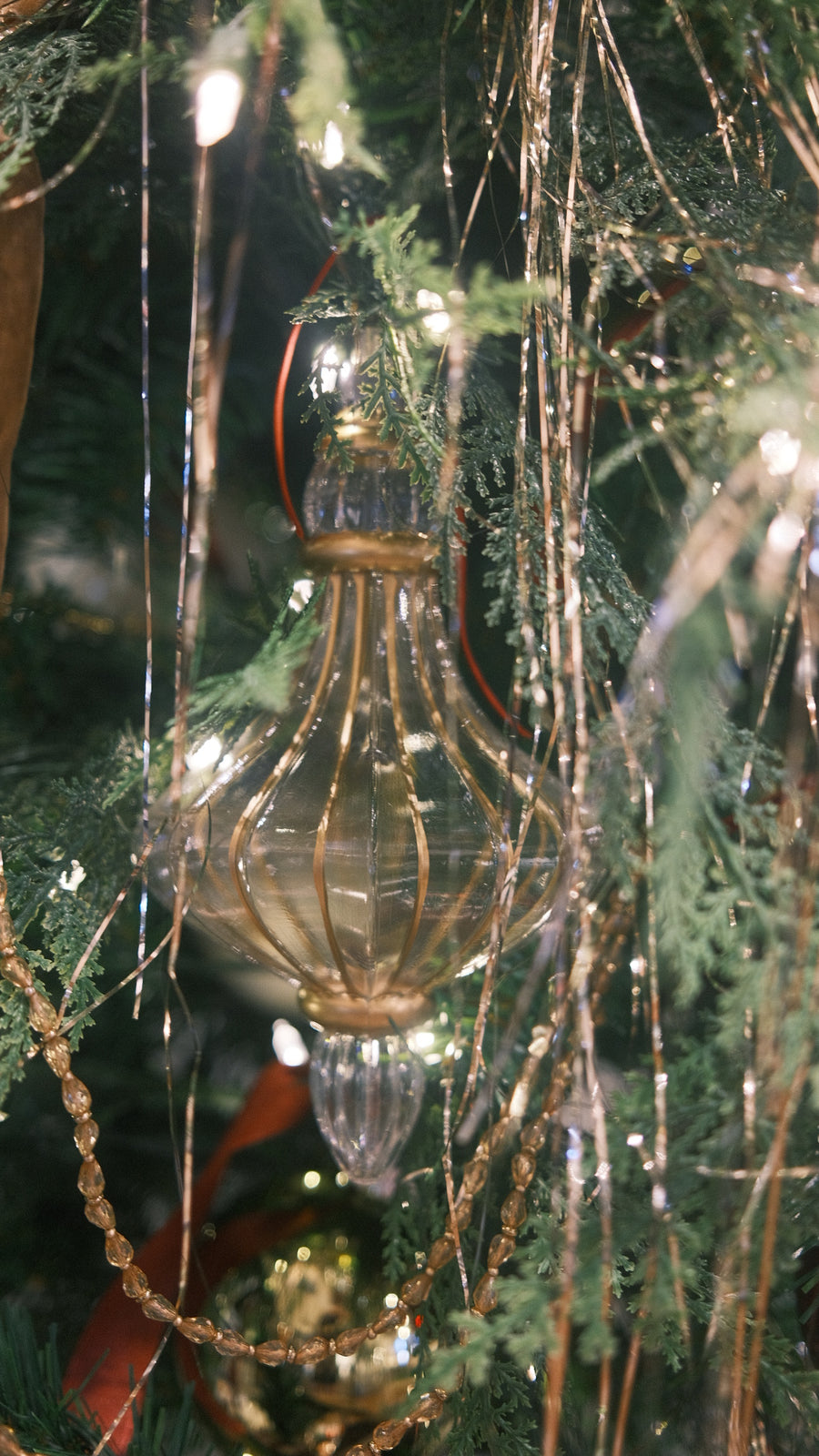 Clear & Gold Finial Shatterproof Ornament
