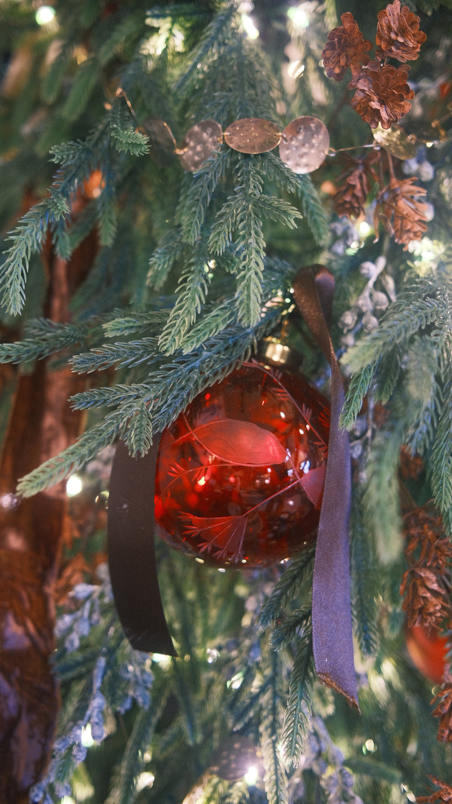 Etched Red Glass Ornament