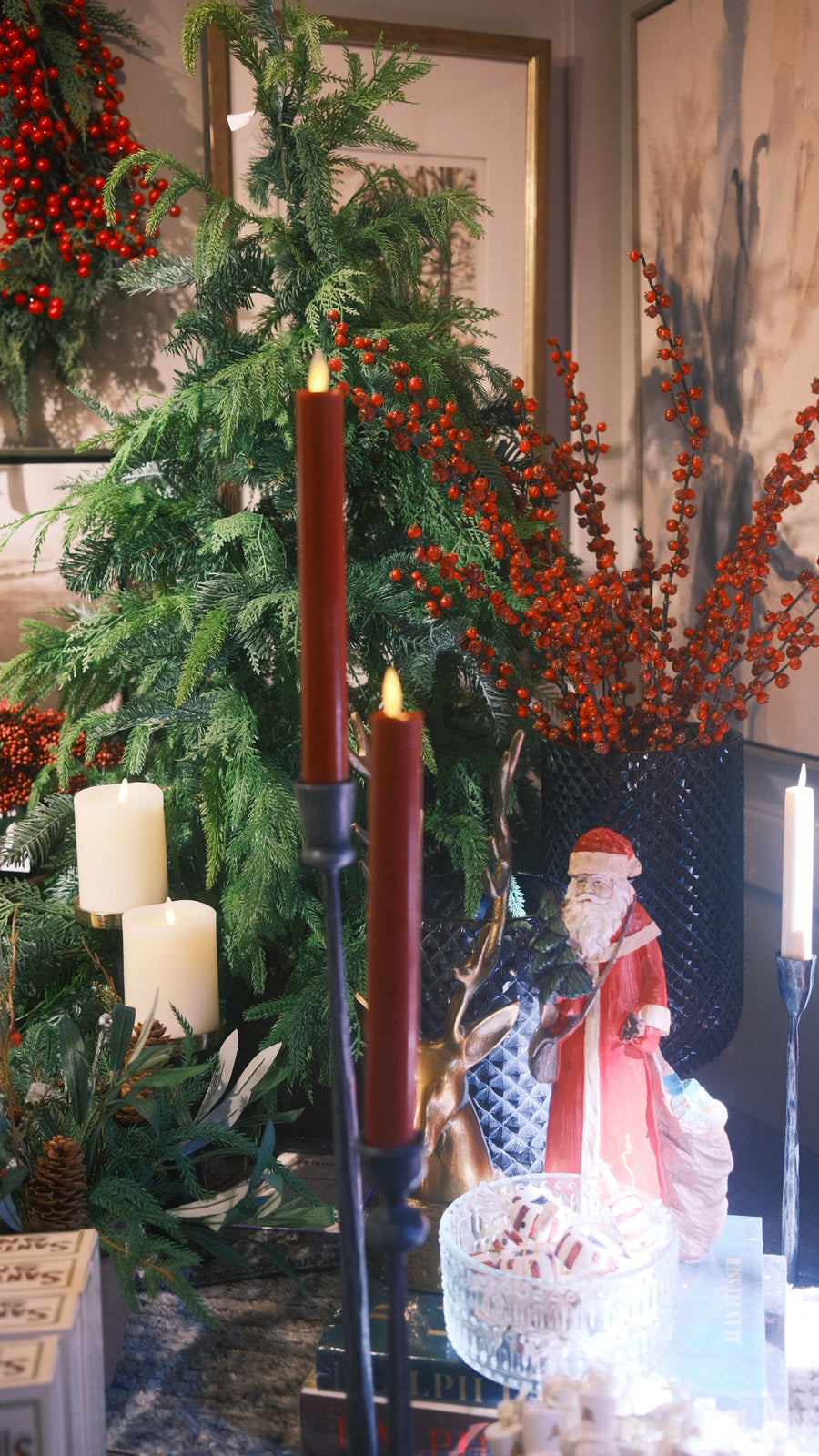 Burgundy Taper Candles - Set of Two