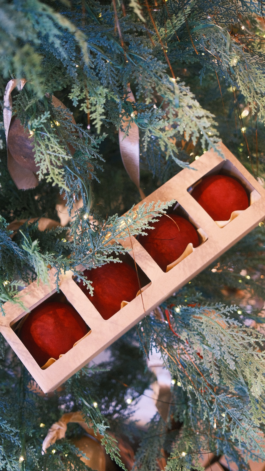 Box of 4 - Burgundy Velvet Ornament