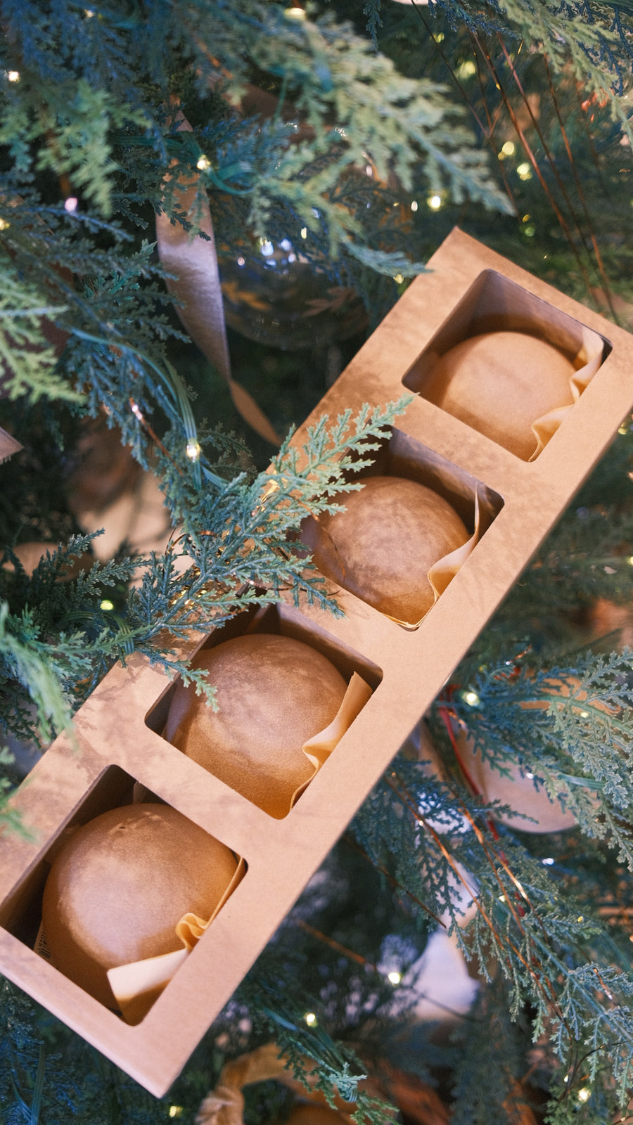 Box of 4 - Tan Velvet Ornament