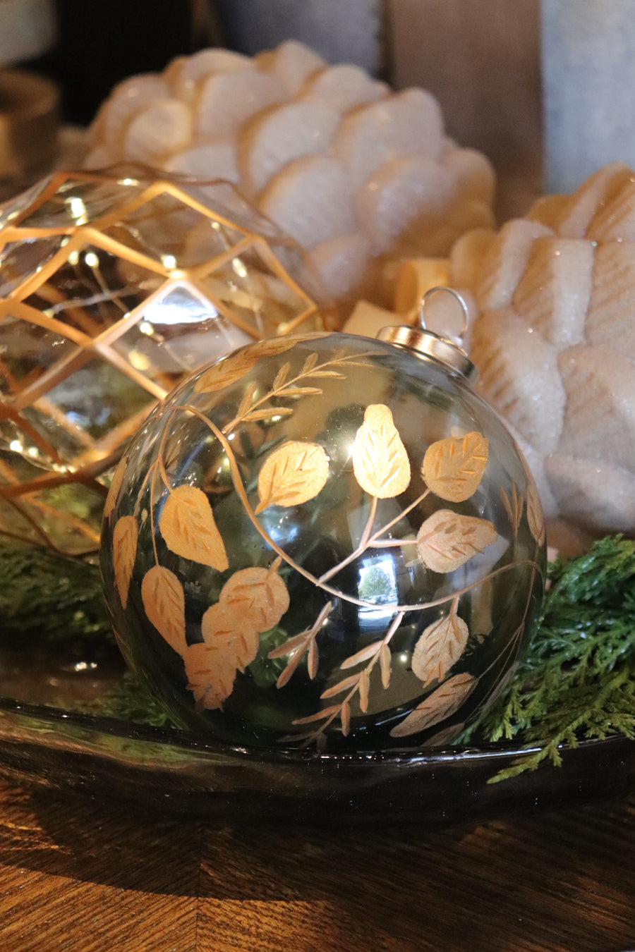 Blue Leafy Ornament