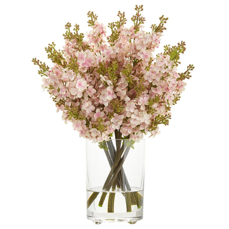 Pink Lilacs in Glass Vase