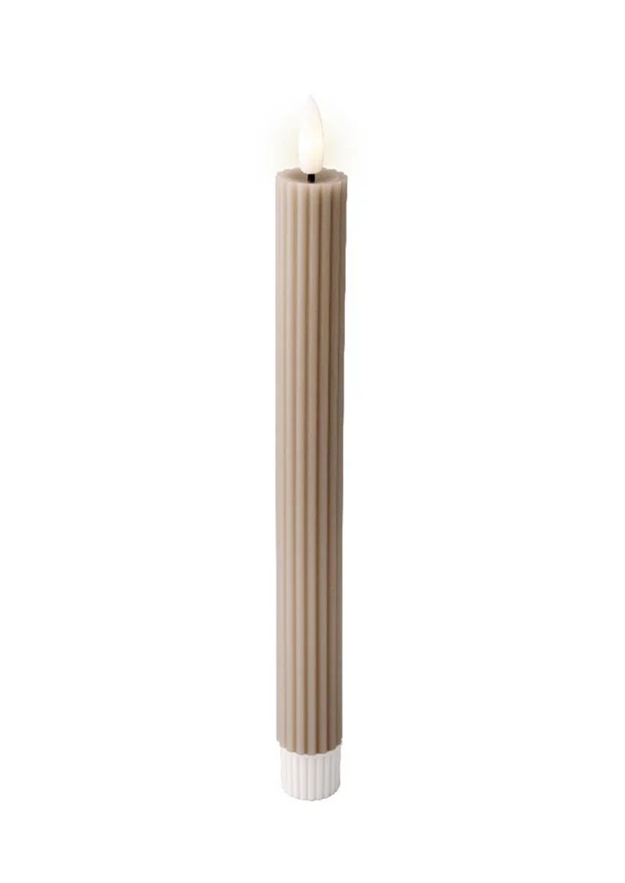 Fluted Grey Taper Flameless Candle