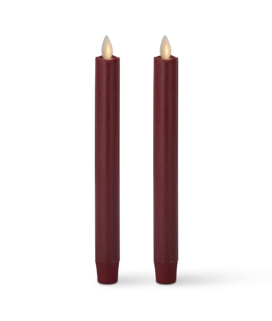 Burgundy Taper Candles - Set of Two