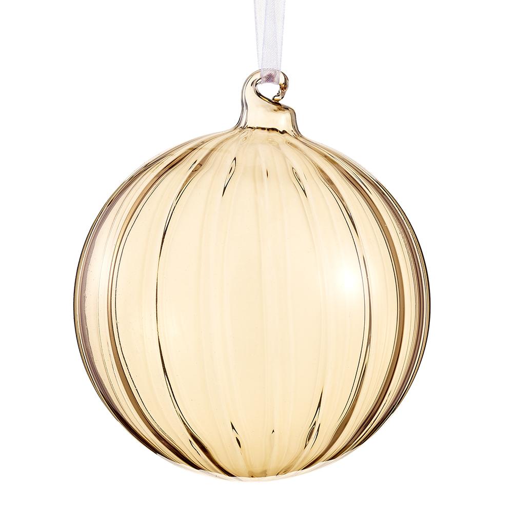 Ribbed Taupe Glass Ornament