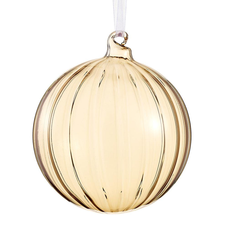 Ribbed Taupe Glass Ornament
