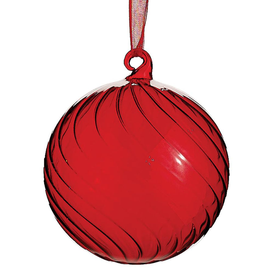 Ribbed Red Glass Ornament