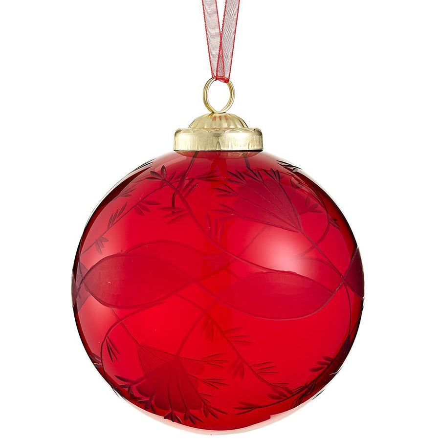 Etched Red Glass Ornament
