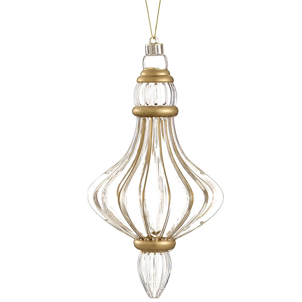 Clear & Gold Finial Shatterproof Ornament