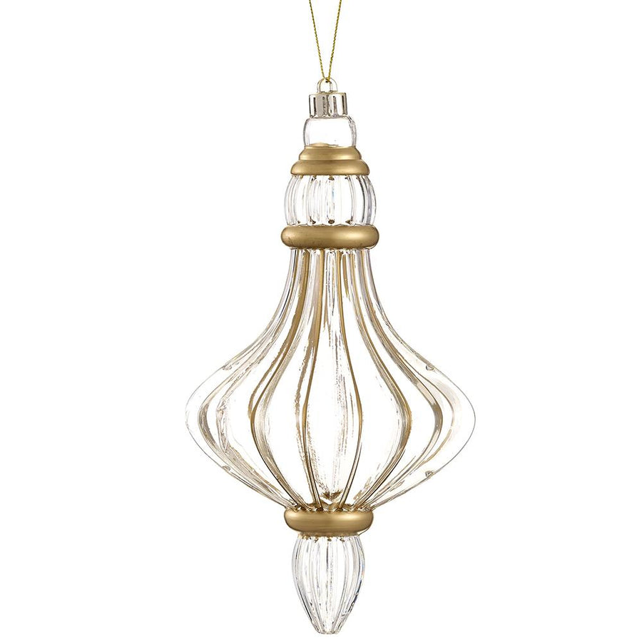 Clear & Gold Finial Shatterproof Ornament