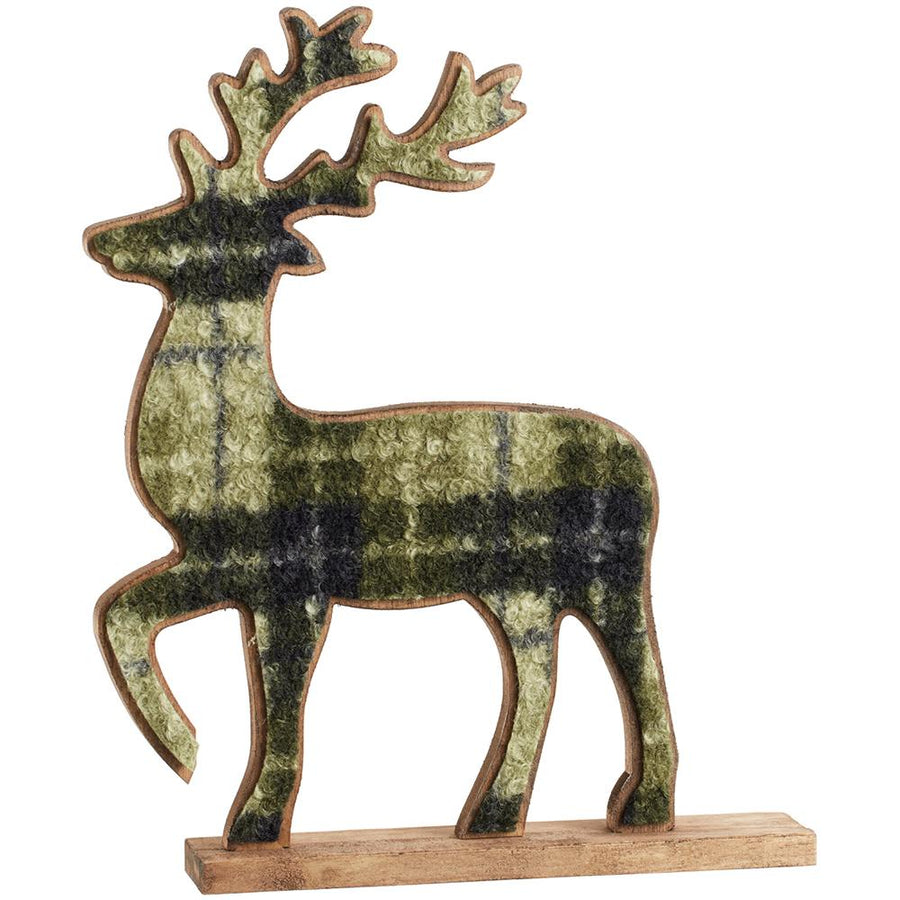Flannel Plaid & Wood Reindeer