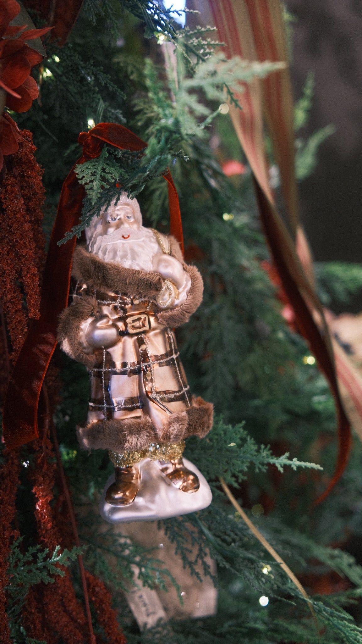 Plaid Santa Ornament
