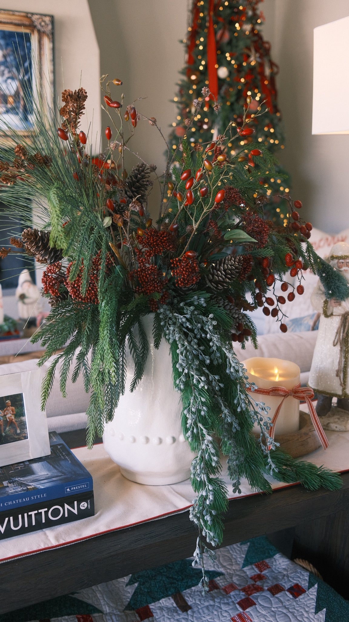 Burgundy Pinecone Spray