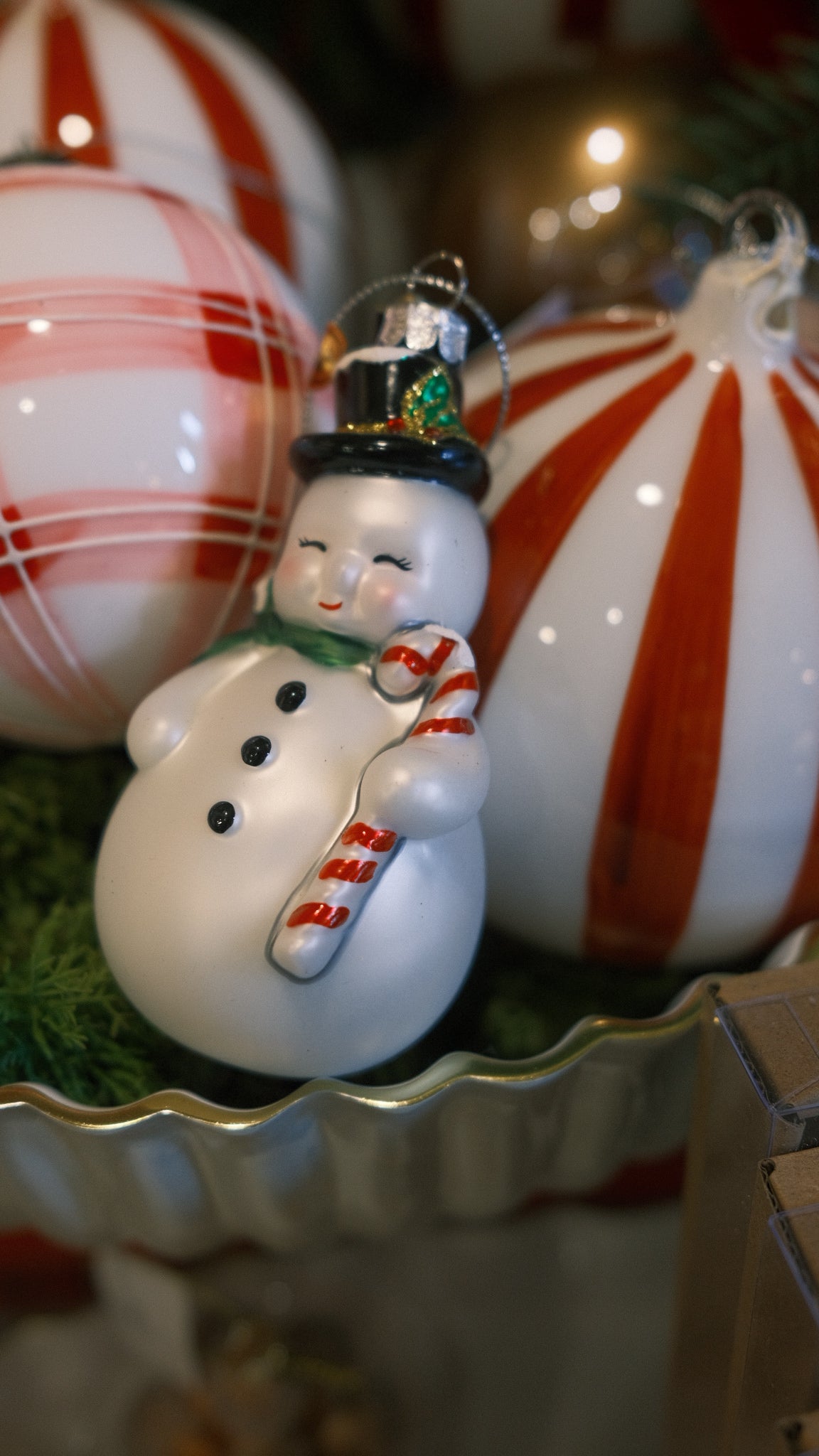Peppermint Stripe Glass Ornament