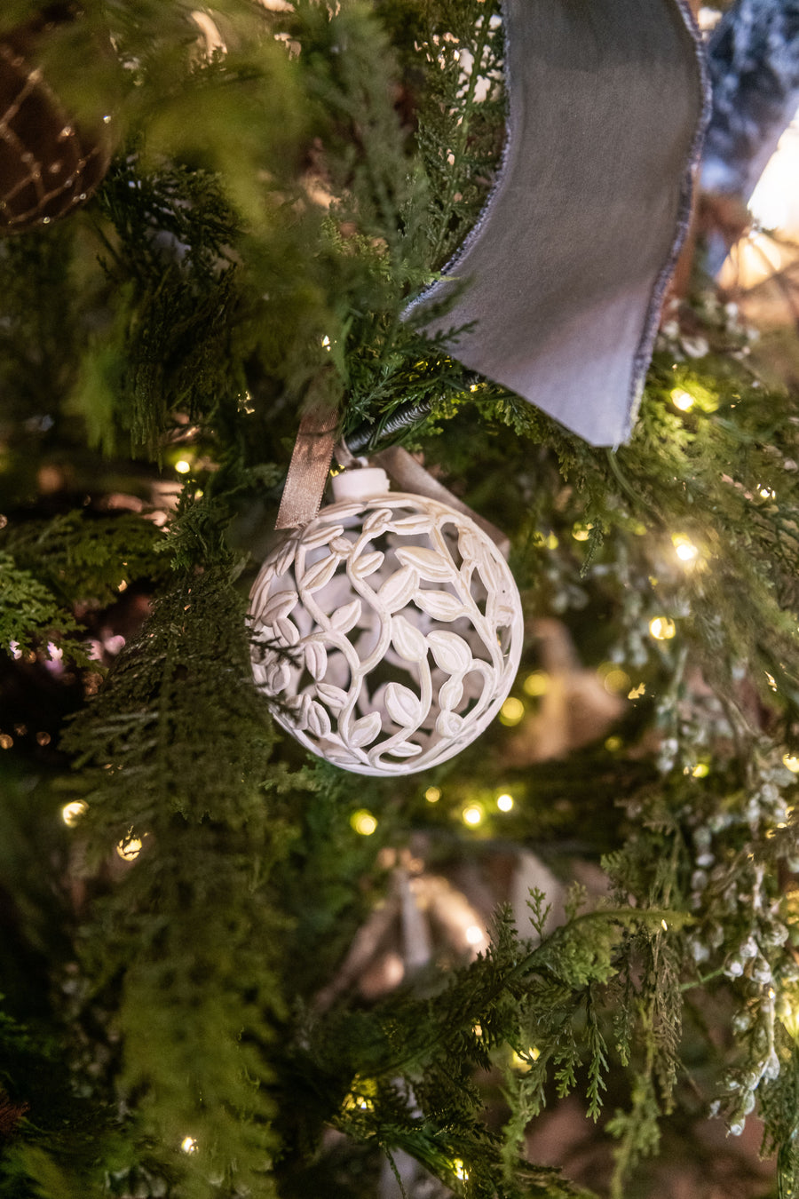 White Leaf Cutout Ornament