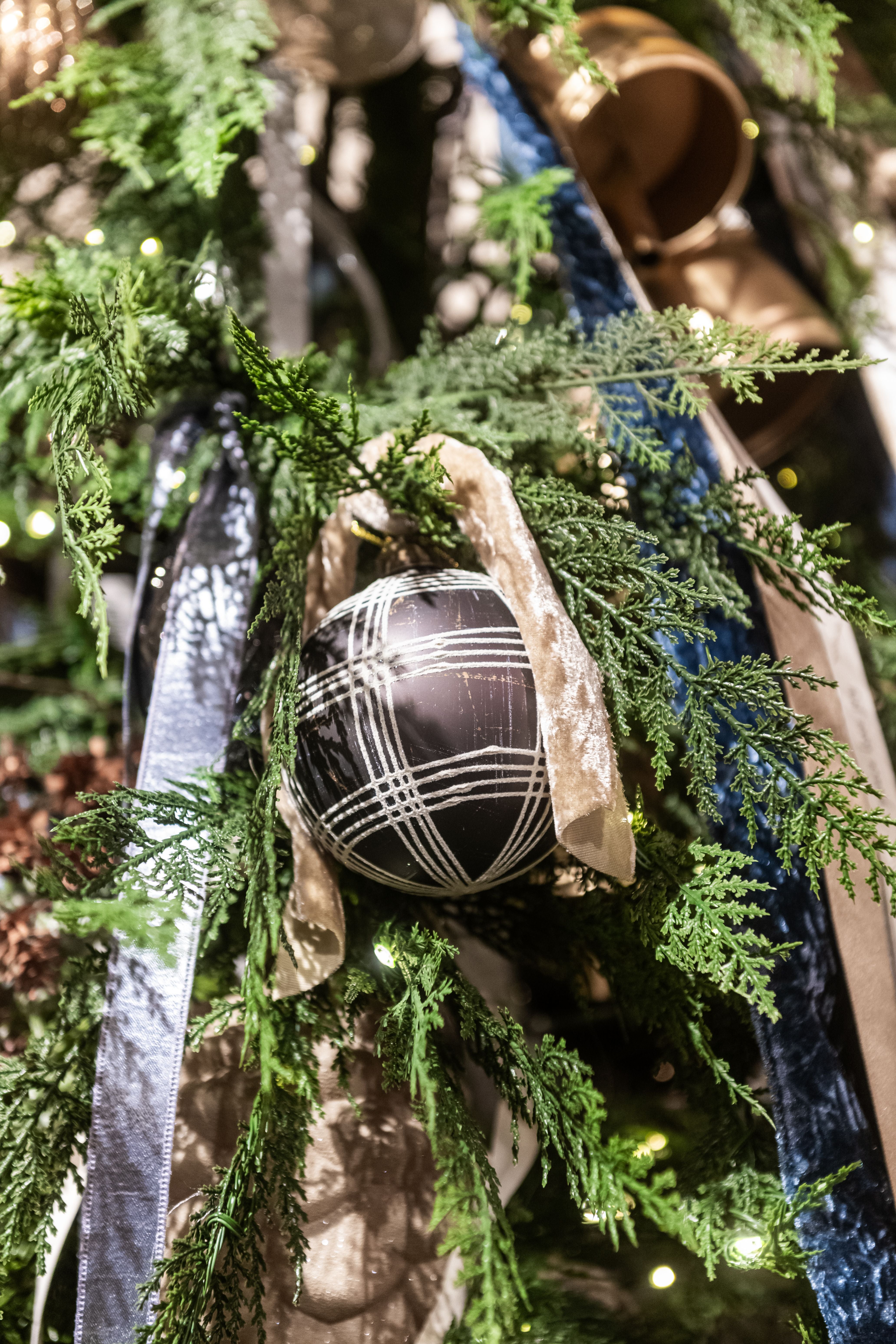 Silver Plaid Ornament